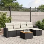 6-tlg. Garten-sofagarnitur Mit Kissen Schwarz Poly Rattan - Vidaxl