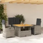 4-tlg. Garten-essgruppe Mit Kissen Grau Poly Rattan - Vidaxl