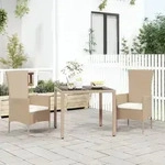 3-tlg. Garten-essgruppe Mit Kissen Beige Poly Rattan - Vidaxl