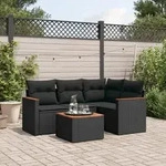 5-tlg. Garten-sofagarnitur Mit Kissen Schwarz Poly Rattan - Vidaxl