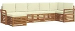 Ecksofa Set Mit Kissen 7 Pcs Natur Und Creme Massivholz Akazie Vidaxl