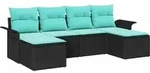 Gartensofa-set Mit Kissen 6 Pcs Schwarz Poly-rattan Vidaxl