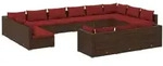 13-tlg. Garten-lounge-set Mit Kissen Braun Poly Rattan Vidaxl