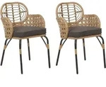Set Mit 2 St&uuml;hlen Und Sitzkissen Pratello Polyrattan Naturfarben