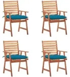 Esszimmerst&uuml;hle F&uuml;r Den Au&szlig;enbereich, 4er Set Mit Kissen Aus Massivem...