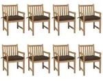 Vidaxl Gartenst&uuml;hle Set Von 8 Mit Taupefarbenen Kissen Aus Massivem Teakholz
