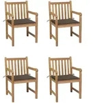 Gartenst&uuml;hle Set Aus 4 Mit Kissen Taupe Aus Hochwertigem Teakholz