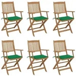 Vidaxl Folding Chairs 6 Pcs With Cushions Solid Acacia Wood