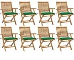 Klappbare Gartenst&uuml;hle Mit Kissen 8 Stk. Massivholz Teak Vidaxl
