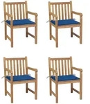 Gartenst&uuml;hle 4 Stk. Mit K&ouml;nigsblauen Kissen Massivholz Teak Vidaxl