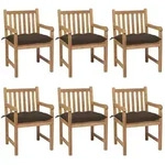 Gartenst&uuml;hle 6 Stk. Mit Taupe Kissen Massivholz Teak Vidaxl