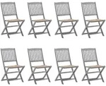 Vidaxl - Klappbare Gartenst&uuml;hle 8 Stk. Mit Kissen Massivholz Akazie