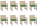 Gartenst&uuml;hle 8 Stk. Mit Gr&uuml;nen Kissen Massivholz Teak Vidaxl