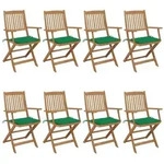 Klappbare Gartenst&uuml;hle 8 Stk. Mit Kissen Massivholz Akazie