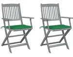 Vidaxl Klappbare Gartenst&uuml;hle 2 Stk. Mit Sitzkissen Massivholz Akazie