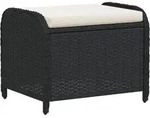 Vidaxl Garden Stool With Cushion Black 58x46x46 Cm Poly Rattan