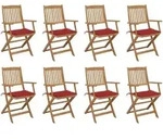 Klappbare Gartenst&uuml;hle Mit Kissen 8 Stk. Massivholz Akazie Vidaxl