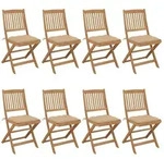Vidaxl Folding Chairs 8 Pcs With Cushions Solid Acacia Wood (2x313604+2x314870)