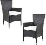 Gartenst&uuml;hle 2er Set Polyrattan Stapelbar Mit Auflagen 160kg Belastbarkeit