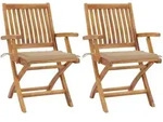 Gartenst&uuml;hle 2 Stk. Mit Beige Kissen Teak Massivholz Vidaxl