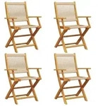Vidaxl Folding Chairs 4 Pcs Beige Solid Wood Acacia