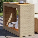 Garten-beistelltisch Mit Holzplatte Beige Poly Rattan - Vidaxl