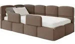 Selsey Cloudy &ndash; Kinderbett 120 Cm, Bettkasten, 2x Rausfallschutz, Velours, Links,