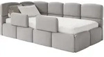 Selsey Cloudy &ndash; Kinderbett 120x200, Kopfteil Links, Matratze & Bettkasten, Samt