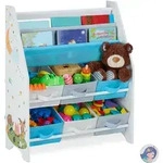 Kinderregal, Tiere Motiv, 6 Boxen, 2 F&auml;cher, Kinderzimmer, Spielzeug Aufbewahrung