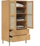 Kleiderschrank Senja Rattan-optik Braun 90x55x175cm Kiefernholz Vidaxl