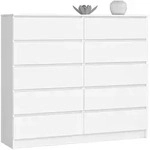 Kommode Akord K140 Wei&szlig; 138 Cm 10 Schubladen B138 X H121 X T40 Cm