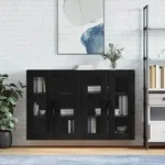 Wandschr&auml;nke 2 Stk. Schwarz Holzwerkstoff - Vidaxl