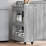 Vidaxl - Schrank Mit Rollen Grau Sonoma 60x22x79 Cm Holzwerkstoff