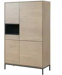Highboard Akazie 111x45x175 Grau-wei&szlig; Ge&ouml;lt Chicago 09