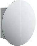 Badezimmerschrank Mit Rundem Spiegel & Led Grau 40x40x17,5 Cm - Vidaxl