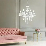 Etc-shop - Kronleuchter Acryldekor Wei&szlig; Luster Esszimmer Beleuchtung Chrom Cuimbra I