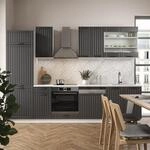 K&uuml;chenzeile Fame-line, Anthrazit Landhaus/wei&szlig;, 300 Cm Ohne Arbeitsplatte, Vicco