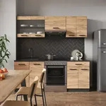 Vicco - K&uuml;chenzeile R-line, Goldkraft Eiche/anthrazit, 200 Cm Ohne Arbeitsplatte