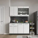 Vicco - Singlek&uuml;che Fame-line, Wei&szlig; Hochglanz/anthrazit, 140 Cm Ohne Arbeitsplatte