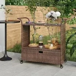 Barwagen Mit Schublade Braun 100x45x97 Cm Poly Rattan Vidaxl
