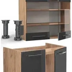 Vicco - Einbauk&uuml;che Fame-line, Anthrazit Hochglanz/goldkraft Eiche, 200 Cm , Ap