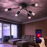 Smart Rgb Led Decken Leuchte Dimmbar Retro K&auml;fig Wohn Zimmer Lampe Schwarz...