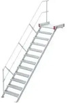 Euroline 511 Podesttreppe 45&deg; 800mm Stufenbreite 12 Stufen Alu Gerieft