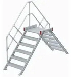 Euroline 512 &Uuml;berstieg 45&deg; 1000mm Stufenbreite 2x6 Stufen Alu Gerieft