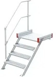 Euroline 511 Podesttreppe 45&deg; 1000mm Stufenbreite 4 Stufen Alu Gerieft