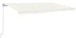 Vidaxl Manual Retractable Awning With Led 500x300 Cm Cream (313203+313169)