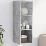 Wandschrank Mit Glast&uuml;ren Betongrau 35x37x100 Cm Vidaxl
