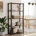 Lagerregal Mit 5 B&ouml;den Schwarz 80x38x170 Cm Massivholz Kiefer Vidaxl