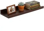 Relaxdays Wandregal, Hxbxt: 5 X 40 X 15 Cm, Walnussholz, Schweberegal Bilderrahmen,