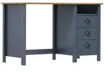 Schreibtisch Hill Mit 3 Schubladen Grau 120x50x74cm Kiefernholz Vidaxl